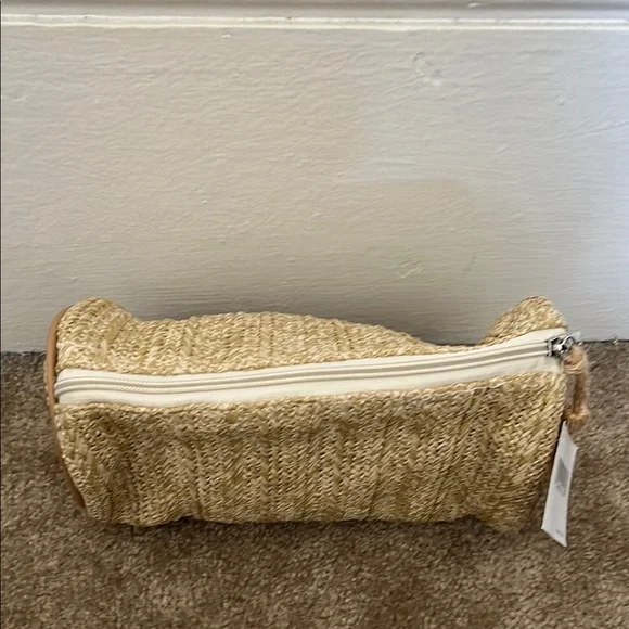 Nwt Nordstrom Woven bamboo Tan tassel zip oval shape Clutch Bag purse - Picture 5 of 7